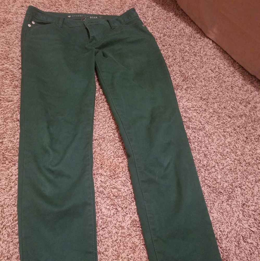 green skinny jeans